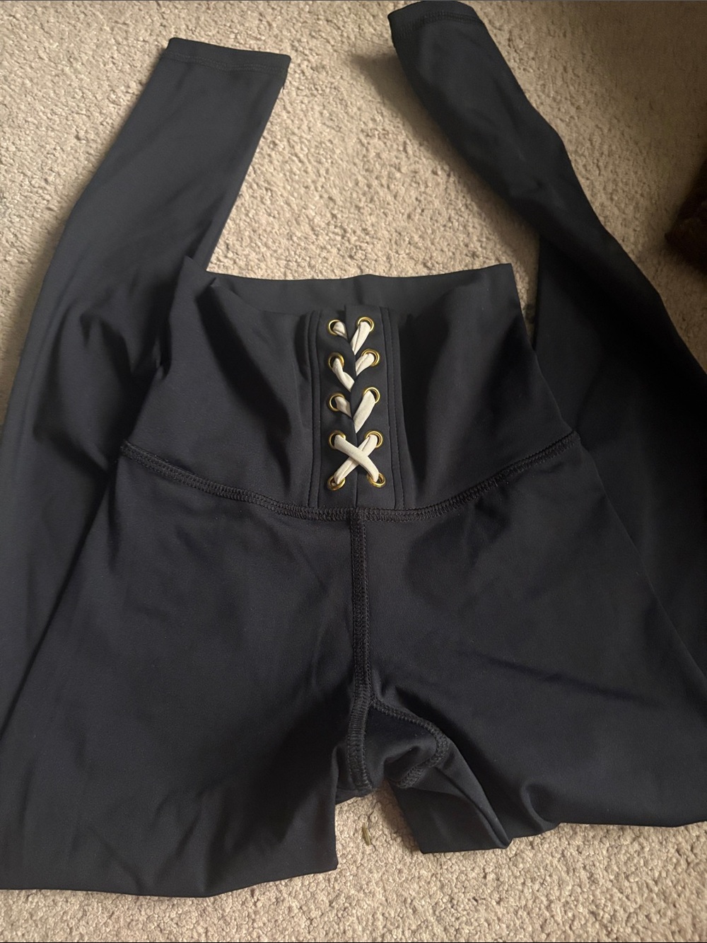 High-Waist Lace-Up Athletic Shorts - Black